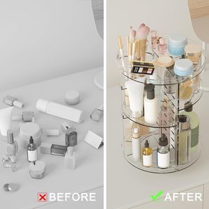 Organisateur de maquillage rotatif DIY avec 8 niveaux réglables, présentoir pour soins de la peau, support pour pinceaux de maquillage, support pour parfums - Product Image 5