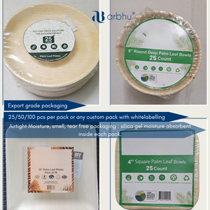 Vaisselle en feuilles de palmier d'arec, biodégradable, respectueuse de l'environnement, assiette, plat et bol avec motif végétal, style discret - Product Image 3