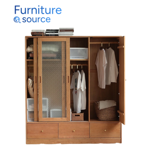 Elegante, moderno, duradero, amplio armario de madera, armario de uso diario, almacenamiento de ropa para el hogar, oficina, hecho hábilmente, fábrica de Vietnam - Product Image 1