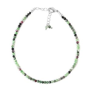 Pulsera Clásica Ecológica con Cierre Plateado de 7 Pulgadas, con Cuentas de Rubí Indio Natural de 3-3.5mm en Forma de Rondelle y Corte Facetado - Product Image 5