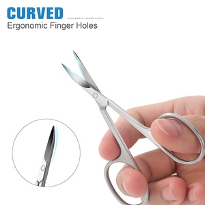 Tijeras ergonómicas de alta calidad de acero inoxidable para manicura, hoja curva, herramienta de belleza afilada para cejas, pestañas, recorte de uñas faciales - Product Image 4