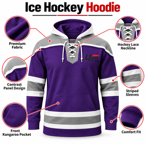 Fashionable Ice Hockey <b>Hoodie</b> With Gradient Color Graphics Contrast <b>Stitching</b> And Distinctive Designs For Hockey Enthusiasts - Product Image 6