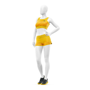 Conjunto de sujetador y shorts de yoga sublimados ligeros para mujer, que absorben la humedad, ecológicos, de cintura alta frontal, cuello redondo, suministro de fábrica OEM - Product Image 2