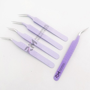 Pinzas para Pestañas RABIAMIRAAL INDUSTRIES de Acero Inoxidable con Punta Suave, Curvadas de Precisión, Antimagnéticas, Mango Recubierto en Morado de 10 mm - Product Image 5