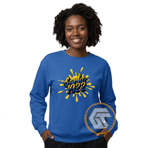 Sweat-shirt décontracté en molleton de coton noir 500g écologique pour femme GREEK TREASURES, col rond, imprimé lettres jaunes devant Nineteen 22 - Product Image 2