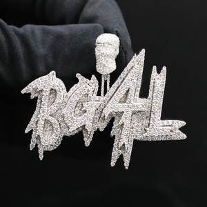 BO4L Themed Pendant <b>Charm</b> <b>Silver</b> Plated Alloy Crystal Rhinestone Hiphop Unisex Gift Jewelry - Product Image 4