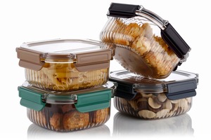 Modern Design Kitchen <b>Storage</b> Container Set Dishwasher Safe Reusable <b>Plastic</b> <b>Bins</b> with Flip Lids for Fruits Vegetables Meats - Product Image 6