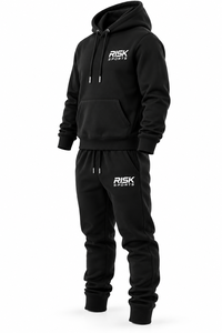 Conjunto Deportivo de Hombre con Sudadera con Capucha y Pantalones Jogger de Felpa Negra, 100% Algodón Tejido, Transpirable, para Uso Casual en Invierno - Product Image 4