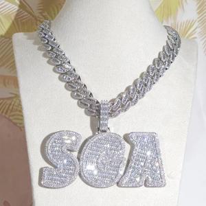Custom" MFO" <b>Name</b> Pendant Moissanite Diamond Hip Hop Necklace Iced Out Cuban Link <b>Chain</b> Jewelry - Product Image 3