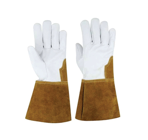 Leather Safety Gloves 14 Inch Heat Resistant Anti-Heat Abrasion Resistance Elastic Wristlet Cowhide Material Anti-Vibration - Product Image 1