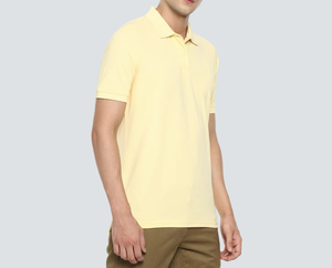 เสื้อโปโลสีเหลืองอ่อนแขนสั้นสำหรับผู้ชาย คลาสสิก สบายๆ ผ้าฝ้าย รับสกรีนโลโก้ เสื้อกอล์ฟ ชุดกีฬา เสื้อยูนิฟอร์มสำหรับผู้ชาย - Product Image 2
