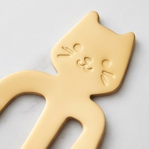 Juego de cucharas de té con diseño de cara de gato, de metal dorado, diseño de dibujos animados, apto para lavavajillas, cubiertos para niños y regalos. - Product Image 4