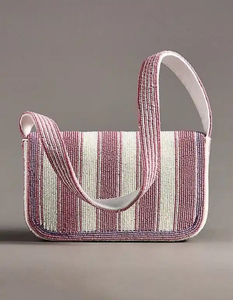 Sac à bandoulière élégant fait main avec perles et rayures, écologique, collection cadeau haut de gamme pour femmes - Product Image 6
