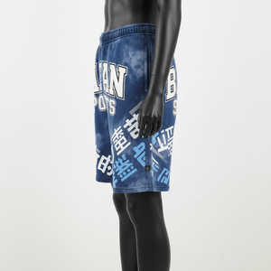 Shorts deportivos de algodón grueso de 320 GSM con lavado ácido azul, tela transpirable, logotipo personalizado con serigrafía en relieve, shorts para mujer - Product Image 3