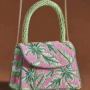 Mini sac à main perlé fait main avec broderie florale, pochette de soirée de luxe pour femme, cadeau - Product Image 1