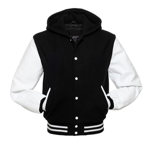 Men's Baseball Letterman Varsity <b>Jackets</b> Genuine Leather Sleeves Team Wool Hooded Baseball <b>Jackets</b> - Product Image 6