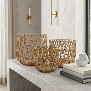 Fashionable 3-Piece Woven Banana Leaf Eco-Friendly Multifunction Shape Customizable <b>Storage</b> <b>Basket</b> Set Natural Style Home <b>Basket</b> - Product Image 6