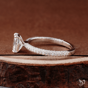 1CT Radiant Cut Lab Grown Diamond <b>Ring</b> Bold Rectangular Engagement <b>Ring</b> Double Pave Band 10K White Gold <b>Ring</b> - Product Image 2