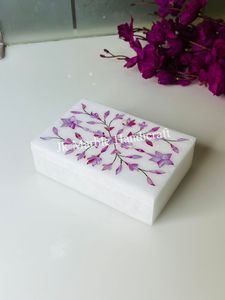New Best Selling Natural Marble Product Mother of Pearl Marble Inlay Jewelry Box <b>Ring</b> Necklace Safety <b>Storage</b> Box Marble MOP Box - Product Image 3