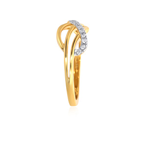 Bague en diamant superposé lustré en or jaune 18 carats, bague en diamant entrelacé, diamant taille brillant rond, design infini, joaillerie fine - Product Image 3