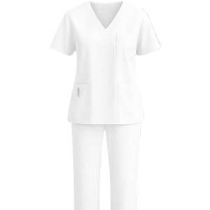 Tenue Médicale Femme Respirante en Mélange de Coton – Ensemble Blouse Col V et Pantalon Droit pour Hôpital – Fabricant Professionnel - Product Image 5