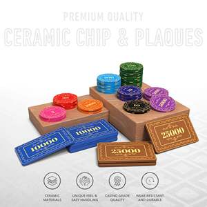 Juego de Fichas de Póker Rosette con Bandeja, 300/500 Piezas, 10/20 Placas, 40/45/50 mm, Cerámicas, 10/14/17 g de Peso - Product Image 3