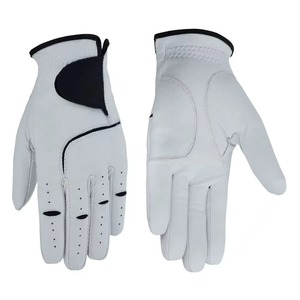 Gants de golf en cuir véritable unisexes blancs antidérapants à enfiler pour les mains - Product Image 1