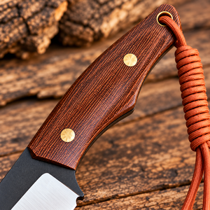 Couteau à lame fixe en acier carbone fait main avec manche en micarta marron et étui en cuir, couteau d'extérieur - Product Image 6