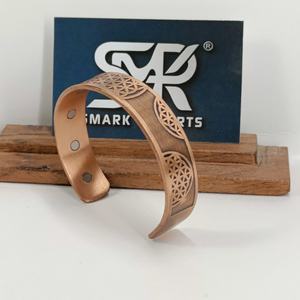 Pure Copper Metal Craft Magnetic Handmade Cuff <b>Bangle</b> <b>Engraved</b> Plain Design Antique/Polished Finish Lightweight Adjustable for - Product Image 5
