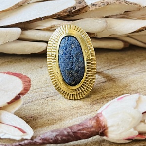 New Arrival <b>Lapis</b> <b>Lazuli</b> <b>Rings</b> Tribal Sunburst Bands Boho Brass Jewelry For Women Gold Plated Vintage Statement <b>Rings</b> Wholesale - Product Image 5