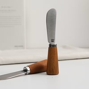 Premium <b>Wooden</b> Grip Sandwich Spreader Knife Smooth Edge Utensil for Toast Butter Honey Jam Bakery Cafe Restaurant Dining - Product Image 4