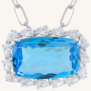 Colgante de Topacio Azul y Circonita en Plata de Ley 92.5 KLSP-50587 - Product Image 5