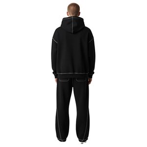 Custom Washed 100% Cotton Winter Men's Streetwear Tracksuit-Breathable Oversized Two-Piece Activewear Flared Sweatsuit - Product Image 2