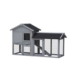 Conigliera da Esterno in Legno con Rampa e Vassoio Rimovibile, Gabbia per Conigli e Arredamento per Animali Domestici - Product Image 4