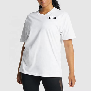 T-shirt à manches courtes à col rond surdimensionné pour femmes, couleur unie, coupe ample, tricoté, imprimé logo, à porter toute l'année - Product Image 5