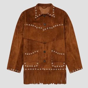 Authentic Men’s Brown <b>Suede</b> Fringe <b>Jacket</b> Western Cowboy Leather Coat with Comfortable Lining Wholesale Bulk Order - Product Image 5
