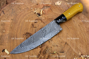 Couteau de Chef en Acier Damas Forgé à la Main, Tranchant comme un Rasoir, 12 Pouces, avec Manche Nid d'Abeille, OEM ODM Disponible, Étiquette Privée, Couteaux en Gros - Product Image 5