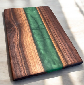 Planche à découper carrée en résine époxy et bois pour couper fruits, légumes, viande, planche à découper artisanale de luxe pour ustensiles de cuisine - Product Image 5