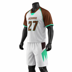 Ensemble de maillots et shorts de lacrosse personnalisés avec impression silicone, texte, nom et numéro, sublimation - Product Image 1