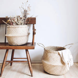 Venta al por mayor de cestas de algas marinas plegables, cestas de hierba de algas marinas de rafia natural hechas en Vietnam - Product Image 1