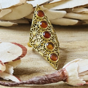 Top Choice Latest Carnelian Geometric Brass <b>Ring</b> 18k Gold Plated Multi Gemstone <b>Ring</b> Statement Large Wholesale <b>Ring</b> For Women - Product Image 5