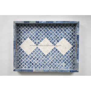 Bandeja para servir con incrustaciones de hueso de madera MDF de alta calidad hecha a mano para cocina o restaurante para uso en mesa WONDER OVERSEAS - Product Image 6