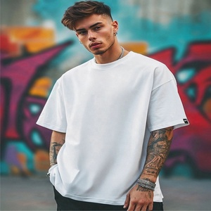 Camiseta extragrande de moda para hombre con logotipo personalizado al por mayor, Camiseta ajustada con hombros caídos y estilo callejero, cómoda, relajada, con patrón sólido - Product Image 6