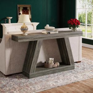 Consolle in Legno Industriale Rustico da 55 Pollici con Vano Portaoggetti per Ingresso o Soggiorno - Product Image 4