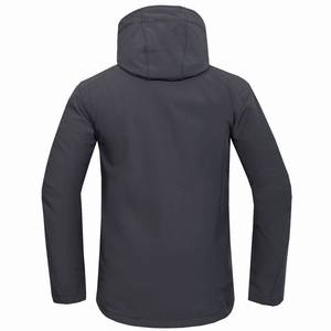 Veste softshell homme gris foncé avec fermeture éclair orange, imperméable, coupe-vent, manches longues, pour l'extérieur et l'hiver - Product Image 2