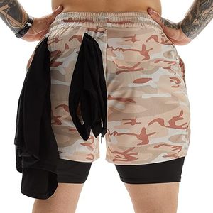 Custom Logo Men's Double <b>Layer</b> Blank Sports Athletic Workout Running Gym Shorts With Liner Breathable 2 In 1 Activewear Shorts - Product Image 5
