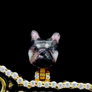 Pendentif en émail noir coloré personnalisé avec nom et lettre Bijoux en diamant plaqué or en émail personnalisé pour chien - Product Image 2