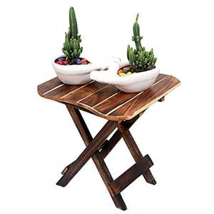 Mesa de Noche de Madera Maciza Tradicional Hecha a Mano, Mesa Auxiliar para Sala de Estar o Dormitorio que Ahorra Espacio - Product Image 3