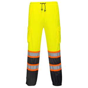 Pantalon de travail pour homme en polyester noir haute visibilité certifié CE, bandes réfléchissantes, détection des aiguilles, plusieurs poches, uniforme de sécurité - Product Image 3