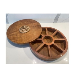 Handmade Wooden Masala Box Kitchen Spice Storage Container with Lid for Herbs Seasonings Salt <b>Pepper</b> Tea and Dry Fruits - Product Image 4